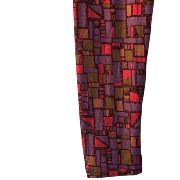 LuLaRoe Multicolor Block Pattern Leggings - Picture 6 of 8
